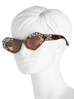 Emilio Pucci Tortoiseshell Crystal-Embellished Sunglasses AUTHENTIC